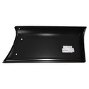 Black metal sheet with a brand label on a white background. Bedside Front Lower Panel, RH.