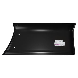 Black metal sheet with a brand label on a white background. Bedside Front Lower Panel, RH.