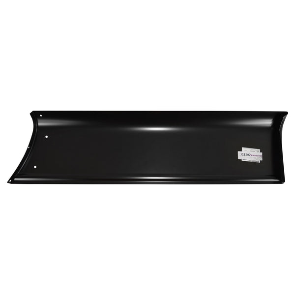 Metal black plate on a white background. Bedside Front Lower Panel RH (W/Moulding Holes, 1.2Mm).