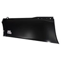 Black metal sheet with a brand label on a white background. 2010-2016 Ford Pickup Front Lower Bed Section, LH.