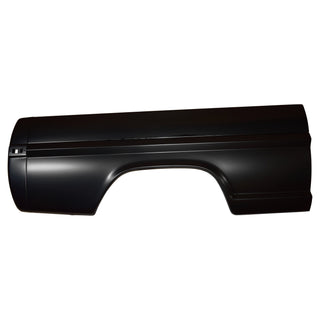 Black car door panel on a white background. 1970-1972 Ford Truck Pickup Bedside 6.5 Ft Fleetside RH.
