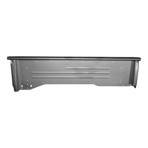 Metal truck bed cover on a white background. Bed Side Panel Stepside Short Bed RH Weld Through Primer.