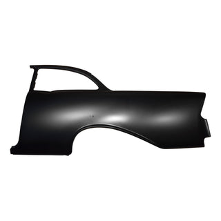 Car fender on a white background. 1956 Chevy 2 Door Sedan Quarter Panel Assembly W/O Holes LH.