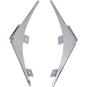 Two metallic diamond-shaped brackets on a white background. 1956 Chevy Nomad 2 Tone Paint Divider (B Pillar Filler Divider) Pair