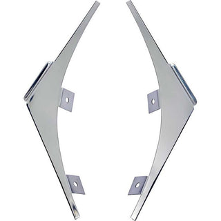 Two metallic diamond-shaped brackets on a white background. 1956 Chevy Nomad 2 Tone Paint Divider (B Pillar Filler Divider) Pair