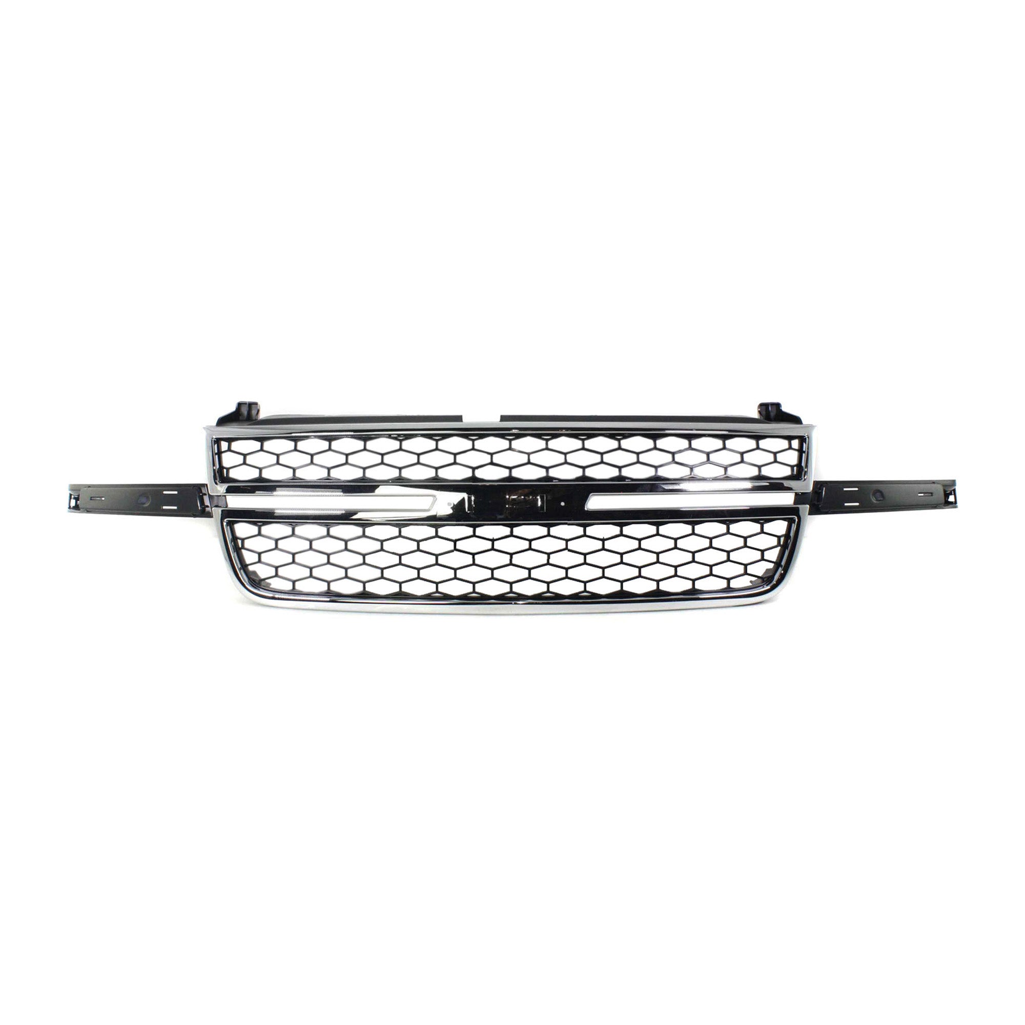 Chrome & Black Grille For 2003-2007 Chevy Silverado 1500 2500 3500 | SS Style Front Bumper Grille