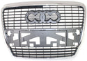 2005-2008 Audi A6 Quattro Grille, Chrome Shell/Silver Black Insert.