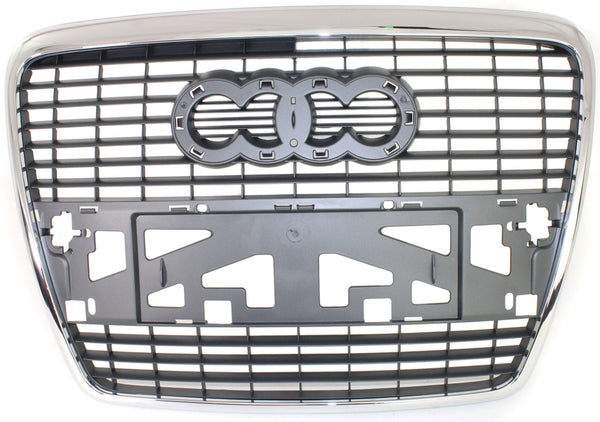 2005-2008 Audi A6 Quattro Grille, Chrome Shell/Silver Black Insert.