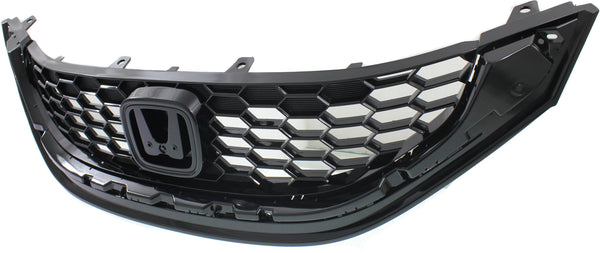 2013-2014 Honda Civic Grille, Painted-Black, Sedan.
