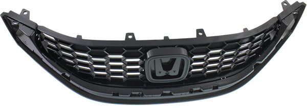 2013-2014 Honda Civic Grille, Painted-Black, Sedan.