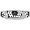 2009-2015 Nissan Frontier Grille, Chrome Shell/Black.