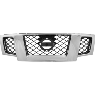 2009-2015 Nissan Frontier Grille, Chrome Shell/Black.