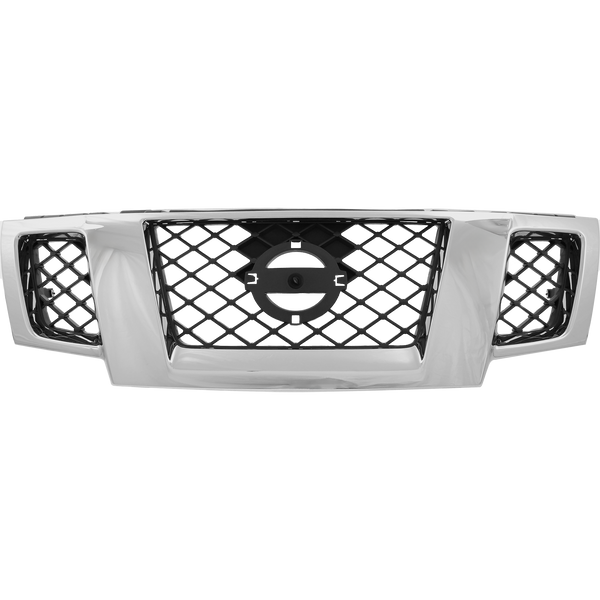 2009-2015 Nissan Frontier Grille, Chrome Shell/Black.