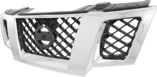 2009-2015 Nissan Frontier Grille, Chrome Shell/Black.