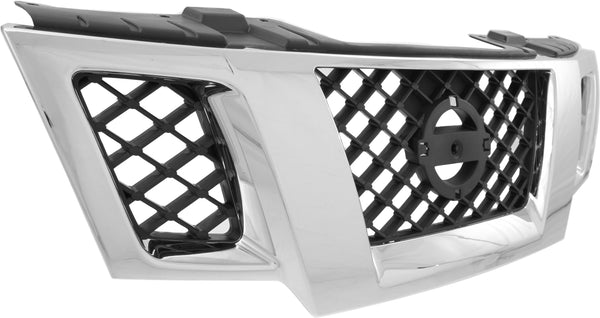 2009-2015 Nissan Frontier Grille, Chrome Shell/Black.