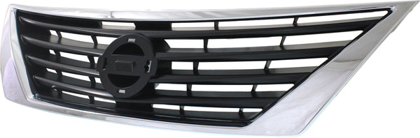 2012-2014 Nissan Versa Grille, Chrome Shell/ Dark Gray Insert.