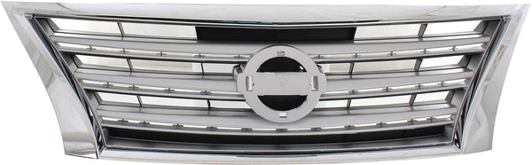 2013-2015 Nissan Sentra Grille, Chrome Shell/Silver.