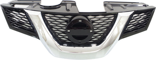 2014-2016 Nissan Rogue Grille, Painted Black, With Chrome Moulding.