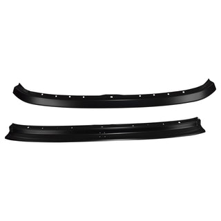 Two black metal fenders on a white background. 1967-1972 Ford F100 Roof Panel, Front Windshield Reinforcement