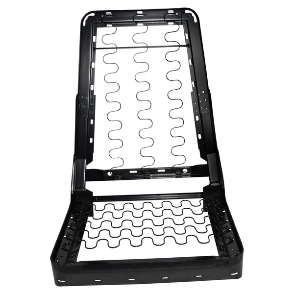 Black tray with wavy white interior on a white background. 1969-1972 Front Bucket Seat Frame Assembly, Each, LH=RH.