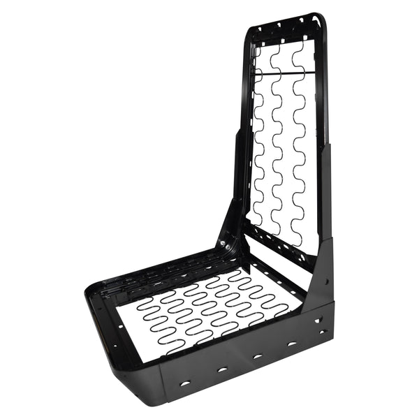 Black metal frame with wavy white pattern on a white background. 1969-1972 Front Bucket Seat Frame Assembly, Each, LH=RH.