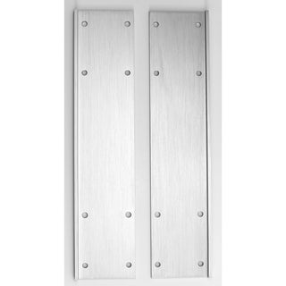 Two metallic door handles on a white background. 1955-1957 Chevy 2-Door and 4-Door Bench Seat Relocation Brackets With Grade 8 Bolts Front Bench Seats.