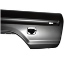 Car door panel with a power window switch on a white background. 1973-1979 Ford Pickup Bedside Assembly 8 ft w/Dual Hole LH.