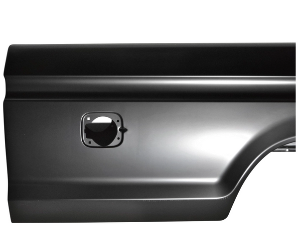 Car door panel on a white background. 1973-1979 Ford Pickup Bedside Assembly 8 ft w/Dual Hole LH.