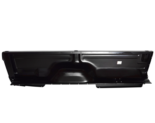 Black car interior panel on a white background. 1973-1979 Ford Pickup Bedside Assembly 8 ft w/Dual Hole LH.
