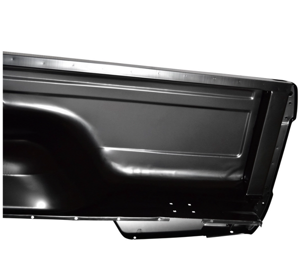 Black car door panel on a white background. 1973-1979 Ford Pickup Bedside Assembly 8 ft W/O Hole RH.
