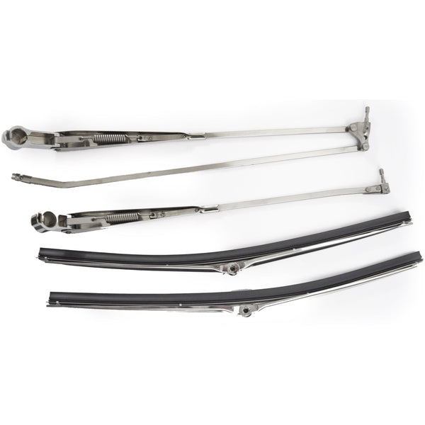 1968-1972 Pontiac LeMans Bright Wiper Arms & Polished Blades Kit W/Hidden Arm Style.