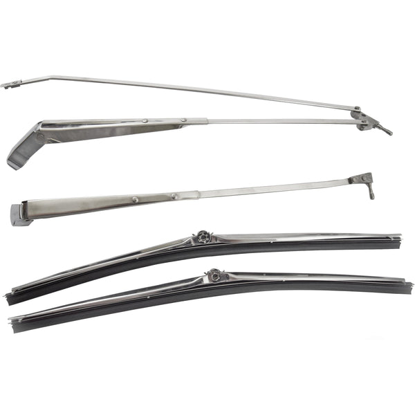 1968-1972 Pontiac LeMans Bright Wiper Arms & Polished Blades Kit W/Hidden Arm Style.