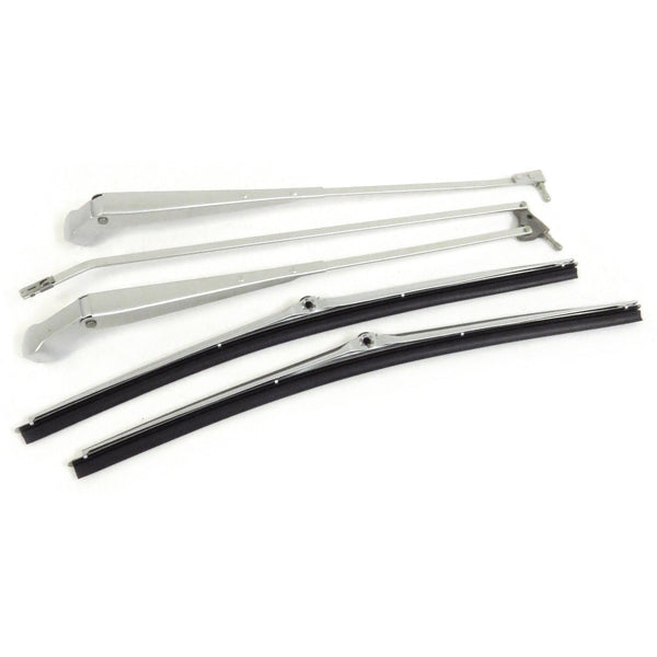 1971-1972 GMC Sprint Brushed Wiper Arms & Blades Kit w/Hidden Arm Style.