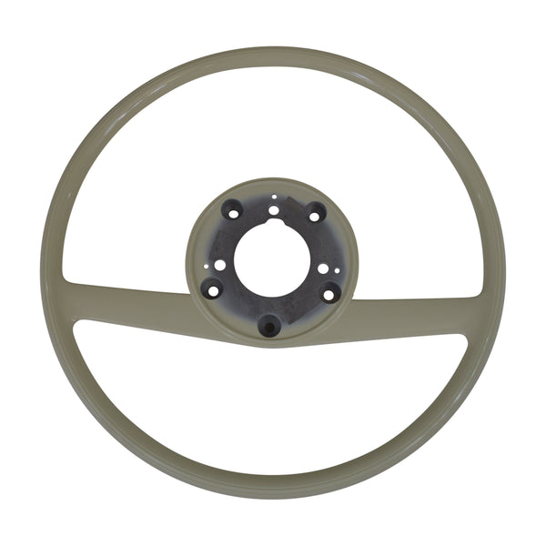 Steering wheel without spokes on a white background. Steering Wheel, Ivory, W/O Pad and Horn Ring.