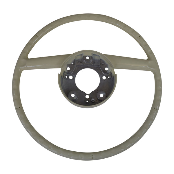 Steering wheel without spokes on a white background. Steering Wheel, Ivory, W/O Pad and Horn Ring.