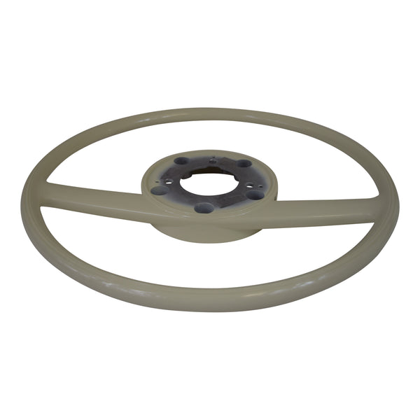 Round metal component with central hole on a white background. Steering Wheel, Ivory, W/O Pad and Horn Ring..