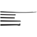Set of black car wiper blades on a white background. Rear Window Molding Set.
