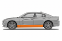 Diagram of where 2011-2023 Dodge Charger Outer Rocker Panel, LH goes on left side of car with no text or arrows. 