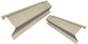 Two beige steel corner guards on a white background. 2001-2016 Ford F-250 Super Duty Reg Cab Outer Rocker Panel Pair.