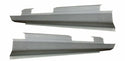 Two metal car body panels on a white background. 2003-2008 Toyota Corolla Outer 4DR Inner & Outer Rocker Panel Kit.