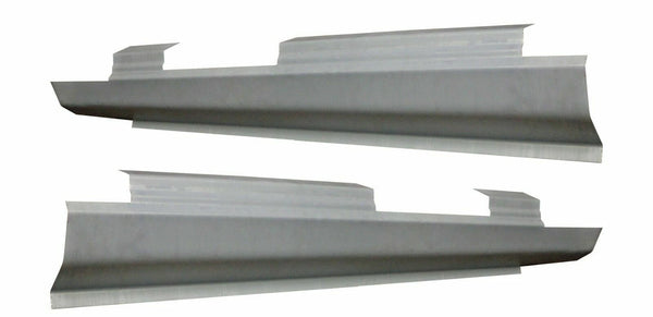 Two metal car body panels on a white background. 2003-2008 Toyota Corolla Outer 4DR Inner & Outer Rocker Panel Kit.
