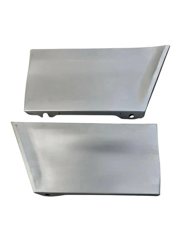 Two metallic panels on a white background. 1969-1970 Cadillac Coupe DeVille Lower Front Fender Sections (LH/RH).