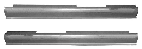 Two metal strips on a white background. 1996-2002 Toyota 4-Runner Outer Rocker Panel Pair.
