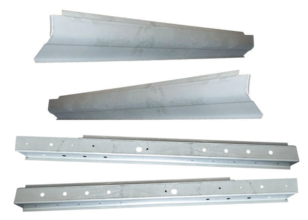 Set of metal brackets on a white background. 2006-2012 Ford Fusion 4 DR Inner & Outer Rocker Panels Kit.