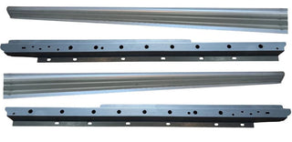 Set of metal tracks or guides on a white background. 2005-2015 Toyota Tacoma Crew Cab Inner and Outer Rocker Panels Kit.