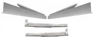 Set of metal car body panels on a white background. 2008-2011 Ford Focus 4DR Inner & Outer Rocker Panel Kit.