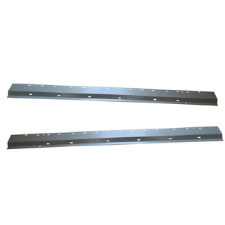 Two metal rocker panels brackets on a white background. 2011-2019 Ford Explorer Outer Rocker Panel Pair.