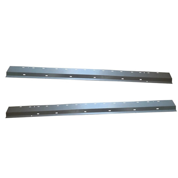 Two metal rocker panels brackets on a white background. 2011-2019 Ford Explorer Outer Rocker Panel Pair.