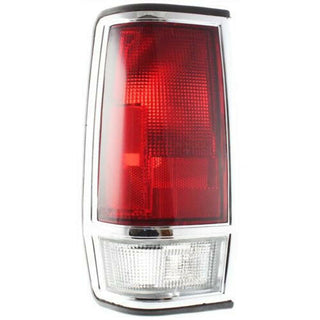 1985-1986 Nissan Pickup Tail Lamp LH, Lens And Housing, With Chrome Trim.