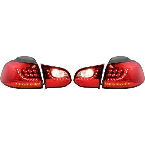 2010-2014 Volkswagen GTI Led Clear Tail Lamp, Assy., Set, Chrome/red Lens.